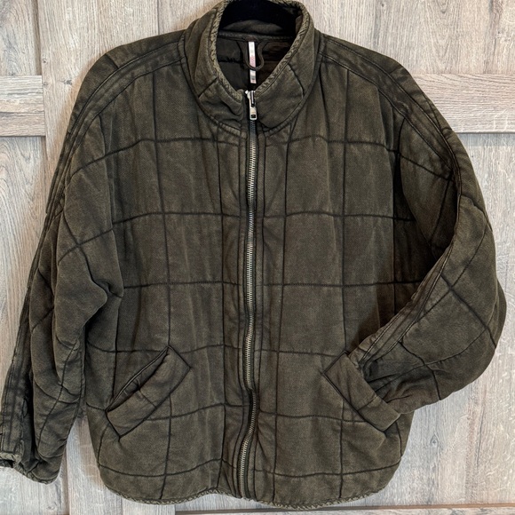 Free People Women’s Quilted Dolman Jacket Dusted Military Size XS - Picture 1 of 8